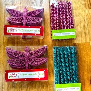 Pink Glitter Dragonfly Ornaments and Matching Icicles